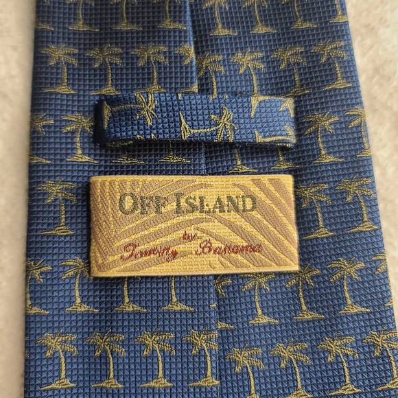 Tommy Bahama Off Island blue palm tree silk tie - 57.5" - Picture 3 of 6